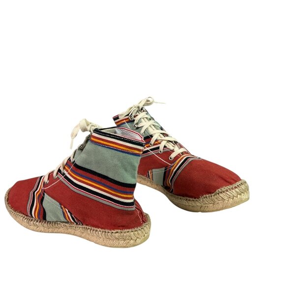 Cousu Main France Hi Top Lace Up Espadrilles Striped Size EU 41, US Women's 10 - Picture 6 of 9